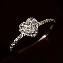 Huitan Heart-shaped Cluster Ring 925 Sterling Silver Sparkling Cubic Zirconia