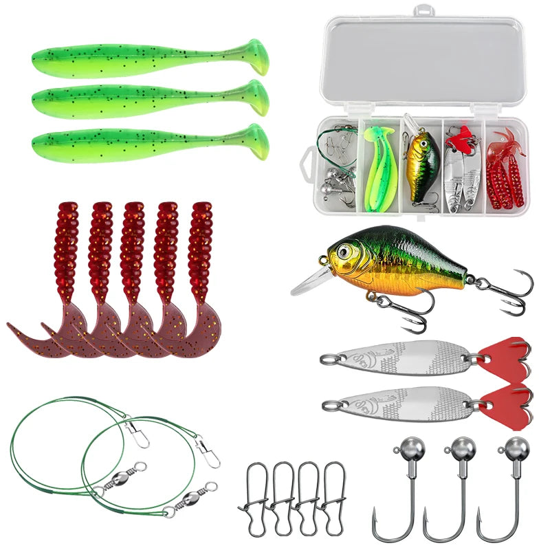 TAIYU Multi-Piece Fishing Lures & Tackle Kit with Soft & Hard Baits
