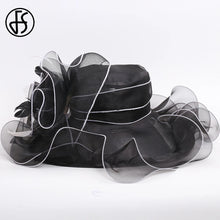 Kentucky Derby Wide Brim Flower Feather Hat