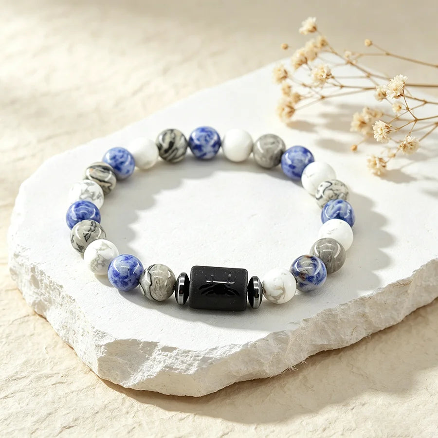 12 Zodiac Sign Natural Bead Bracelet for Men & Women