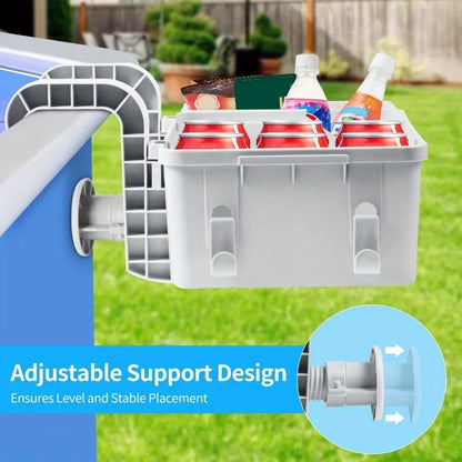 3-in-1 Above Ground Poolside Storage Basket with Cup Holder & Utility Hooks – Heavy-Duty Organizer for Pool Accessories