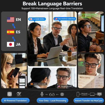 4K 8MP Smart Glasses w/HD Camera 150+Language Translation