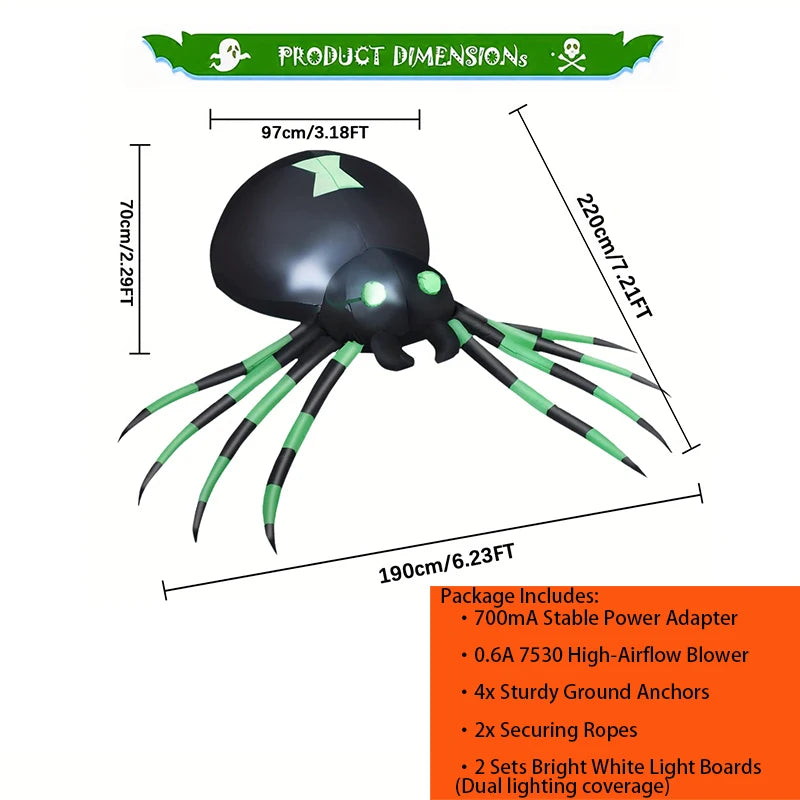 7.2FT LED Glowing Inflatable Halloween Spider