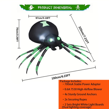 7.2FT LED Glowing Inflatable Halloween Spider