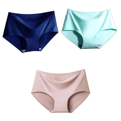 Women's Ice Silk Seamless Panties (3-Pack) – Mid-Waist Invisible Briefs