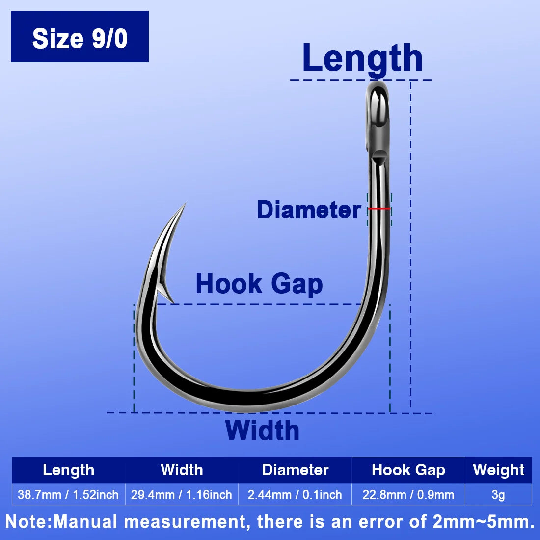9KM 25Pcs High Carbon Steel Non-offset Circle Live Bait Hooks