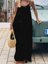 Fashionable Solid Color Backless Loose Dress