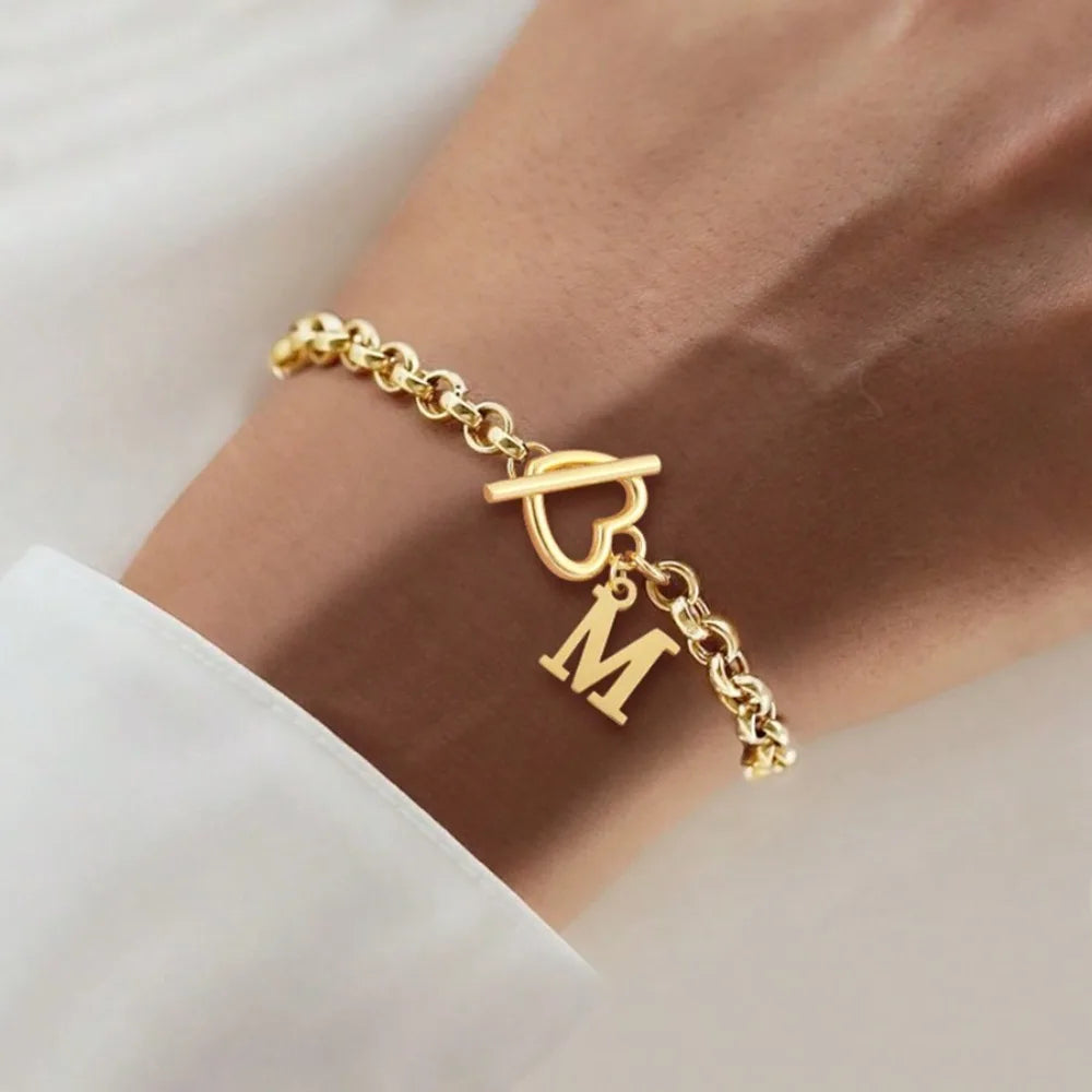 Classic A-Z Letter Stainless Steel Bracelets