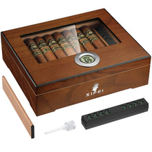 Cedar Wood Desktop Humidors Case with Digital Hygrometer, Humidifier & Divider