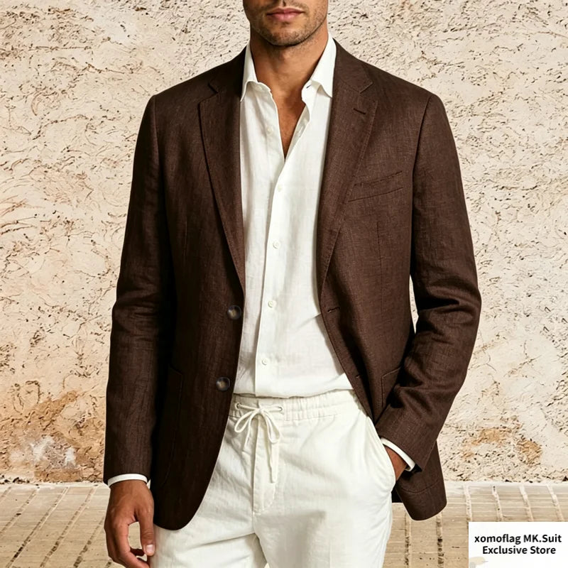 Men’s Lightweight Cotton Linen Suit Jacket – Casual Summer Beach Blazer & Sport Coat
