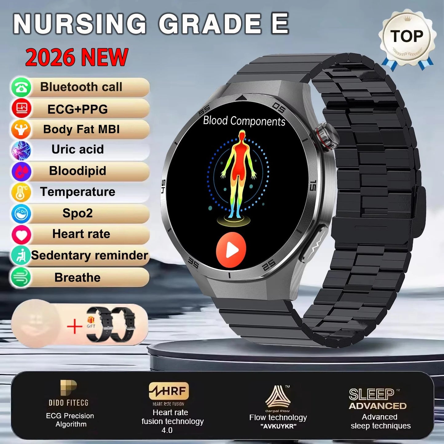ECG+PPG Smart Watch - Advanced Health Monitor with HD Wireless Calling