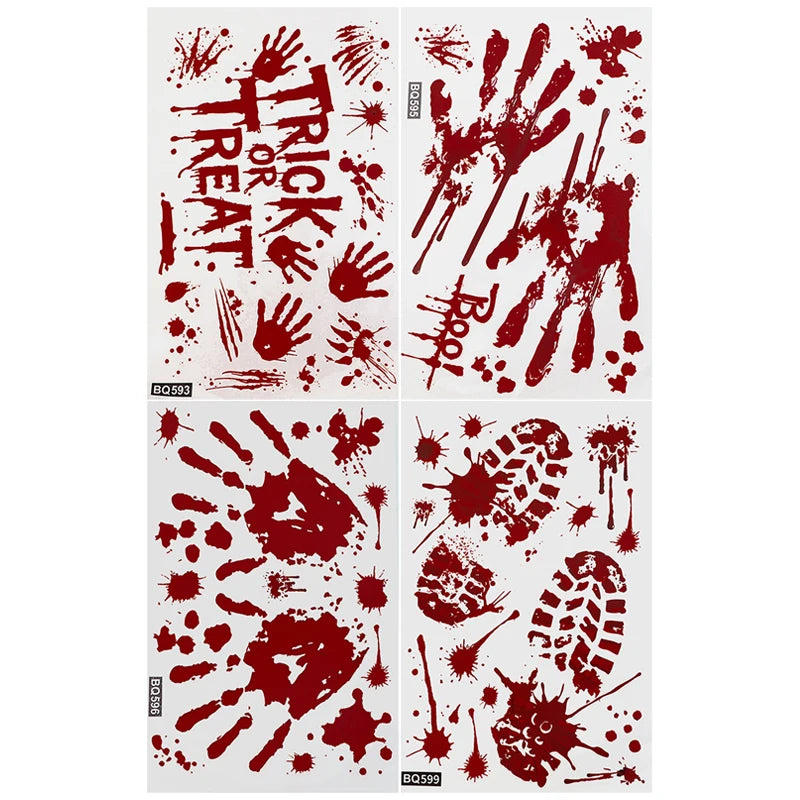Halloween Decoration Reusable Bloody Handprint Footprint Horror Sticker