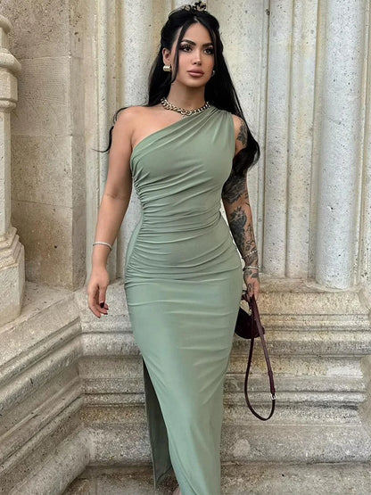 Split Fashion Sleeveless Slim Dress