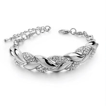 Braided Leaf Crystal Bracelet