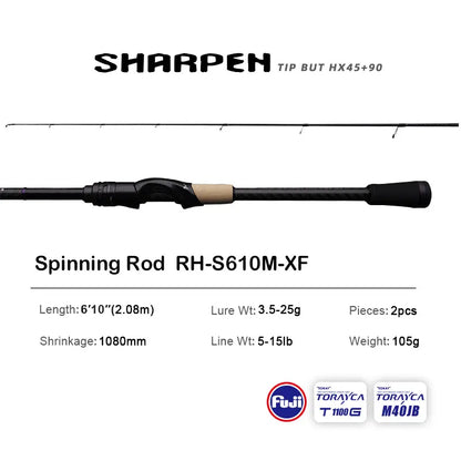 PURELURE SHARPEN Soft Lure Long Spinning and Casting Action Rods