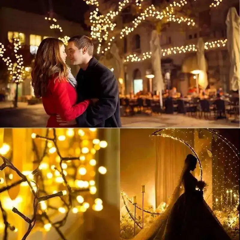 8 Modes Solar LED String Fairy Lights, Outdoor Waterproof Festoon Garland Lamps