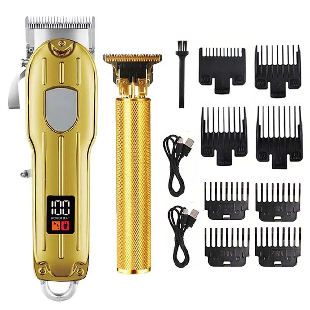 Professional 3-in-1 Hair Clipper & Trimmer Set – Cordless Grooming Kit with LCD Display