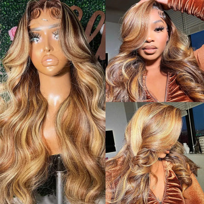 Highlight Lace Frontal Wig Human Hair Body Wave Pre Plucked