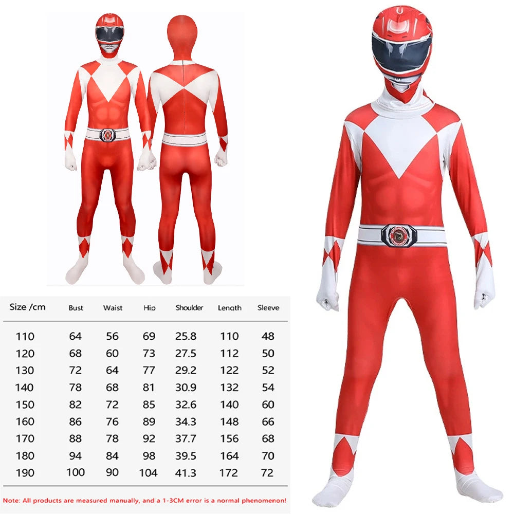 Unisex Power Rangers Superhero Cosplay Costume – Full Body Zentai Jumpsuit & Mask Set