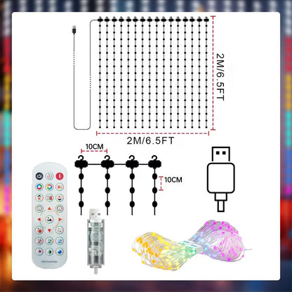 App-Controlled LED Christmas Curtain Light with Music Sync