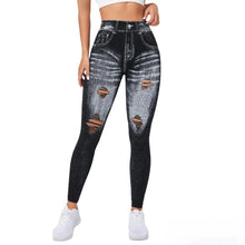 Printed High Waist Seamless Perforated Fake Pocket Leggings
