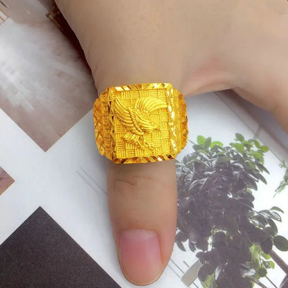 24K 9999 Gold Eagle Adjustable Ring