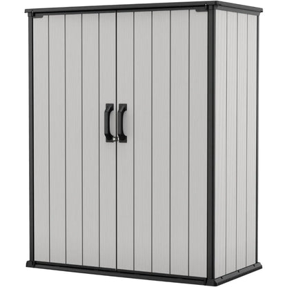 Grey Black 4.6x5.6FT Resin Outdoor Storage Shed with Shelving,