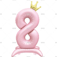 42" Colored Number Stand Foil Balloons with Crown Figures
