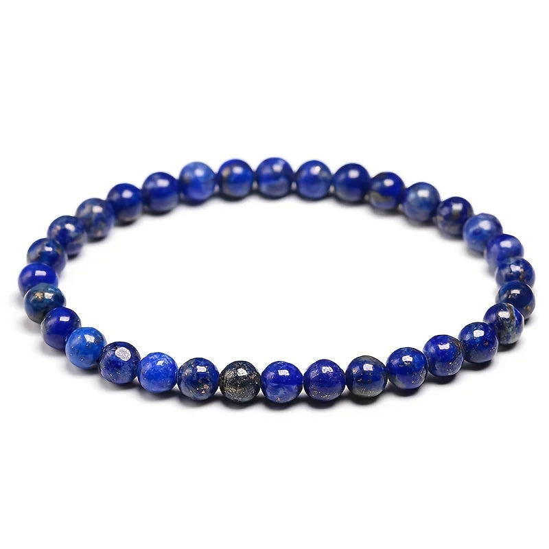 Natural Lapis Lazuli Gemstone Beaded Stretch Bracelet