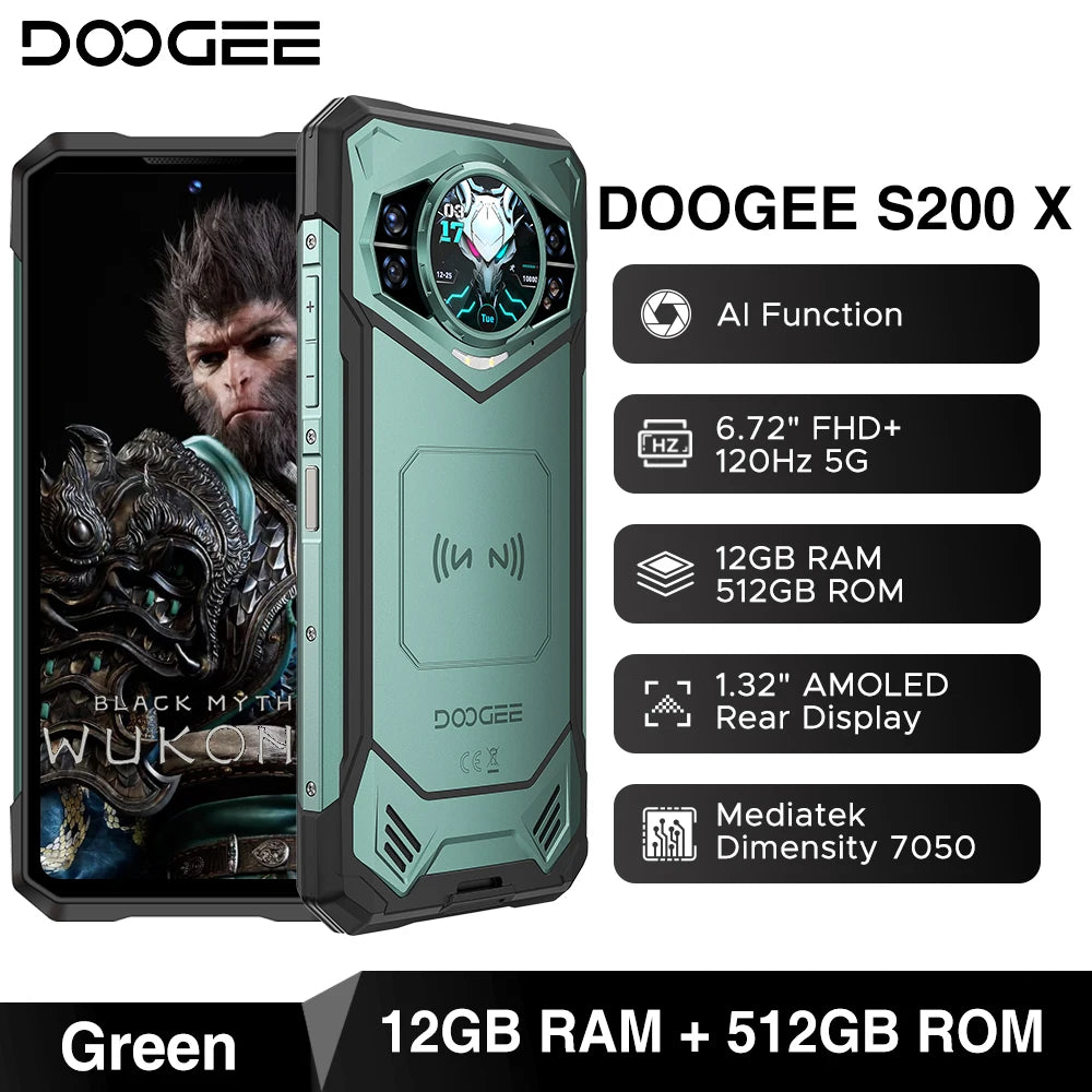 Global Version DOOGEE S200 X 5G Rugged 6.72" 7050 12GB+512GB AI Triple Camera Smartphone