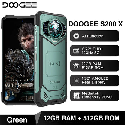 Global Version DOOGEE S200 X 5G Rugged 6.72" 7050 12GB+512GB AI Triple Camera Smartphone