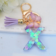 Exquisite Initial Blue Shiny Resin Keychain