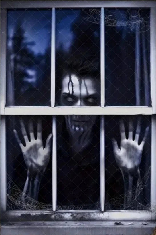 Scary Halloween Window Curtain & Backdrop