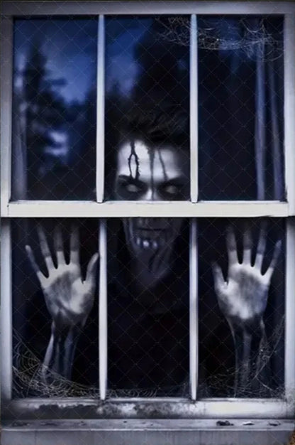 Scary Halloween Window Curtain & Backdrop