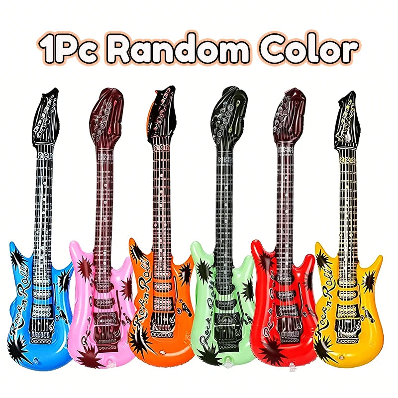 Inflatable Rock Guitar Balloons - PVC Blow-Up Props for Birthday, Karaoke & Concert Parties