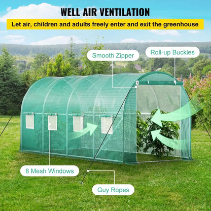 Walk-In Tunnel Outdoor Greenhouse with Galvanized Steel Frame