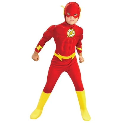 Kids' & Adults' The Flash Superhero Cosplay Costume – Muscle Chest Jumpsuit & Mask Set