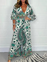 Fashion Print Wide Leg High Waist Jumpsuit