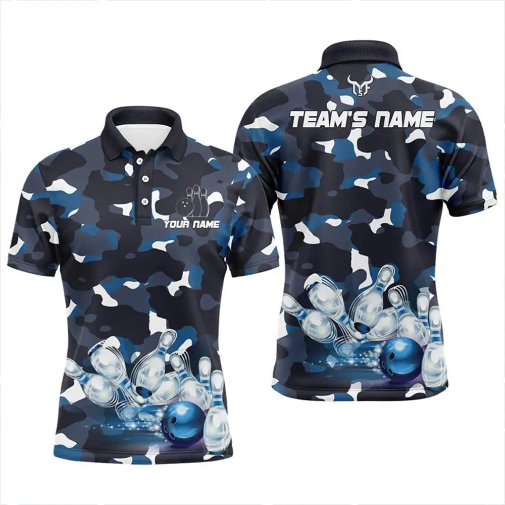 Men's Custom Name Bowling Graphic Polo Shirt