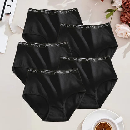 FINETOO 5Pcs Cotton High Waist Panties