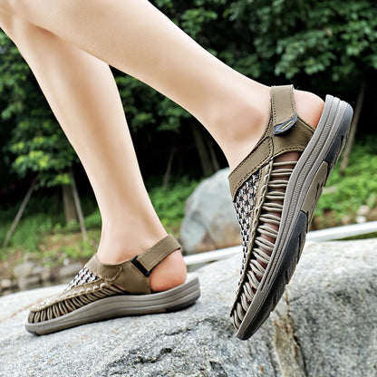 Men’s Hand-Woven Gladiator Sandals – Non-Slip Casual Outdoor Waders & Beach Platform Sandals