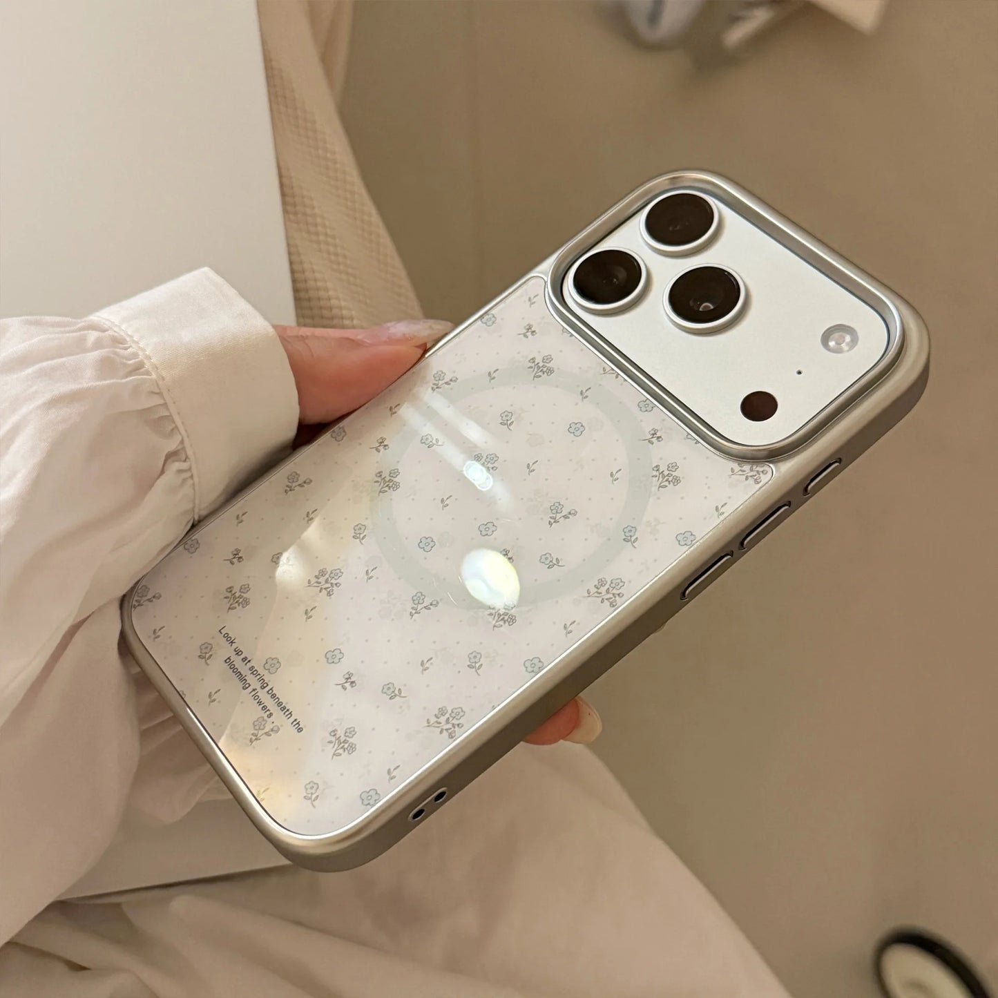 INS Floral Border With Magnetic Holder Shockproof Phone Case for iPhone