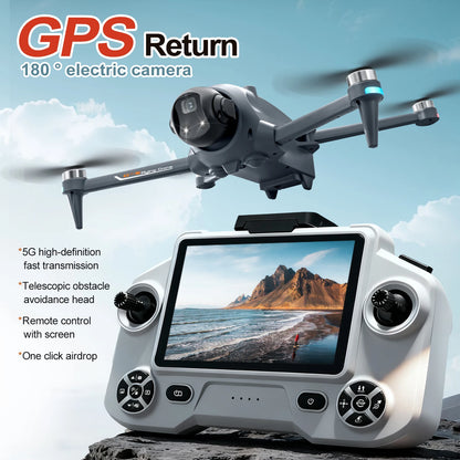 ZNLYRION Foldable GPS RC Drone with Screen Remote & 720P HD Camera