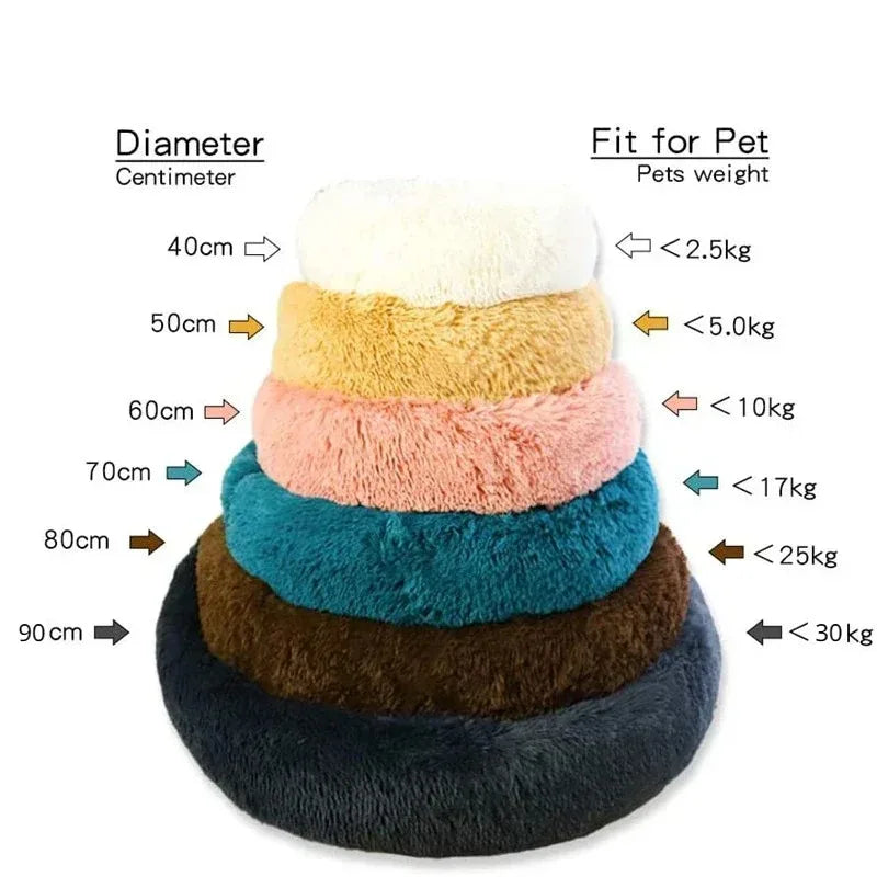 Round Warm Plush Washable Pet Bed