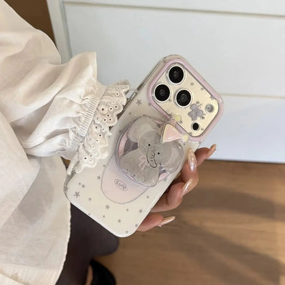 Magnetic Bow & Elephant Pattern Case for iPhone