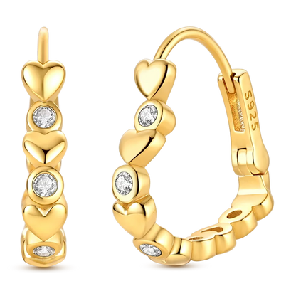 925 Sterling Silver CZ Zircon Gold-Plated Hoop Earrings – Sparkling Minimalist Jewelry