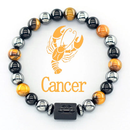 Natural Tiger Eye 12 Zodiac Bead Bracelet
