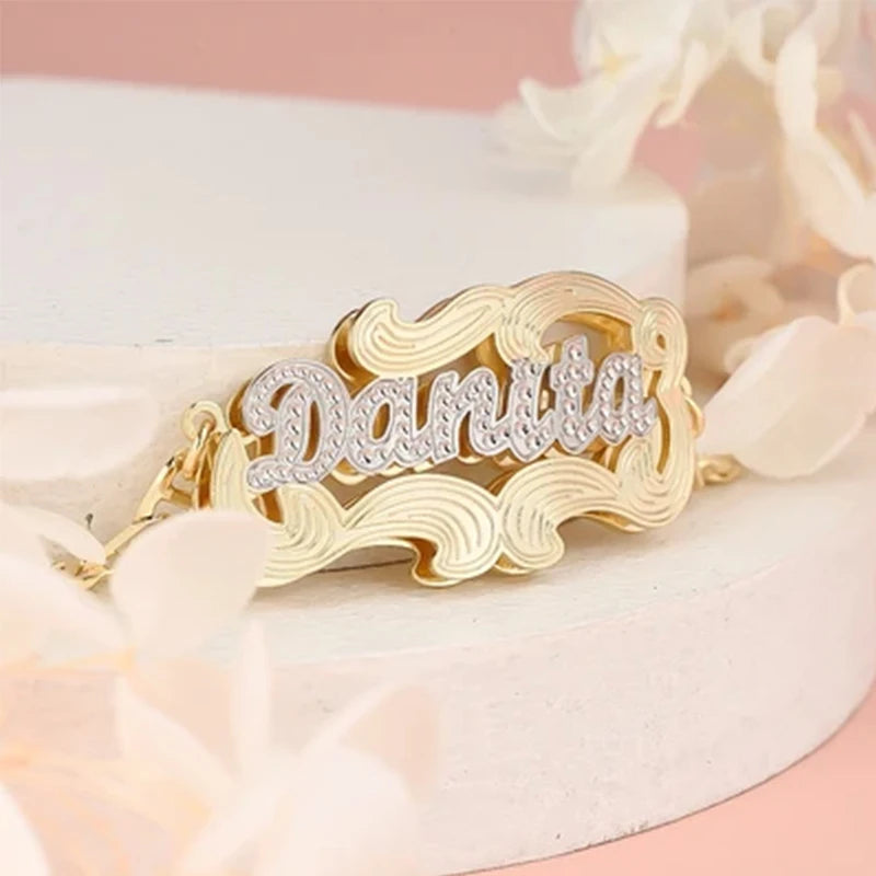 DHQH Personal Name Two-tone Stainless Steel Bracelet