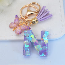 Exquisite Initial Blue Shiny Resin Keychain