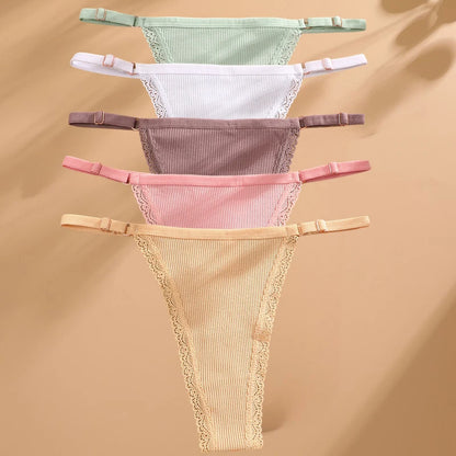 FINETOO 5-Pack Women's Cotton G-String Thongs - Low-Rise Breathable Panties